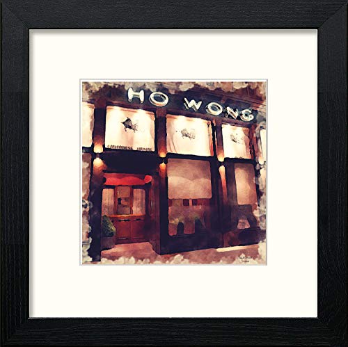 Glasgow Ho Wong in Black Wood frame, premium wall art print