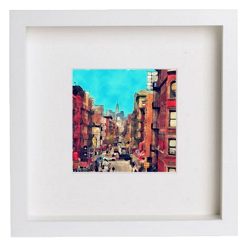 New York City Collection Chinatown 149 in White frame, premium wall art print
