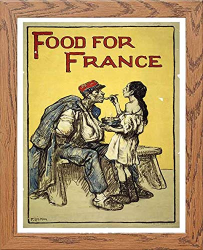 Vintage Poster Food For France in Wood frame, premium wall art print