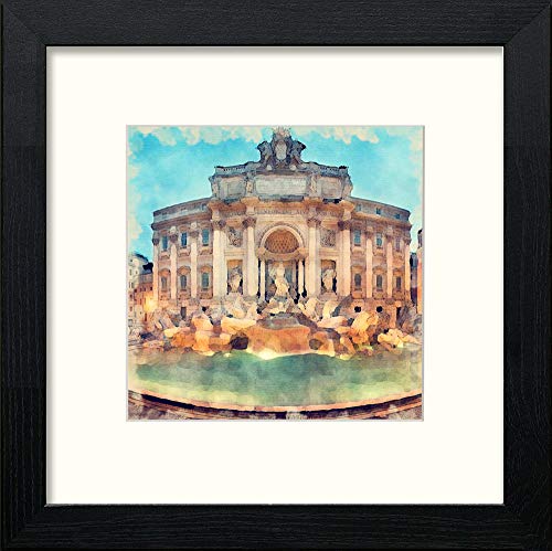 Trevi Fountain in Black Wood frame, premium wall art print
