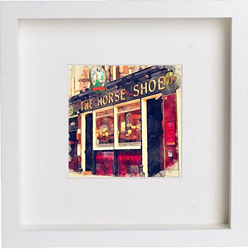 Glasgow, Scotland The Horse Show Bar 70 in White frame, premium wall art print