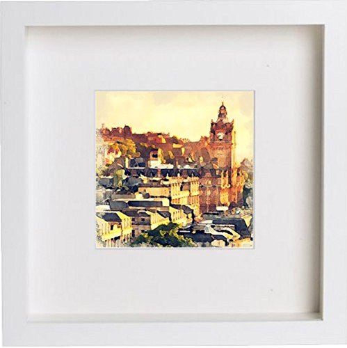 Edinburgh City Town 0034 in White frame, premium wall art print