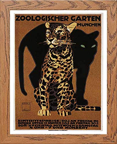 Vintage Poster Zoologischer Garten Mnchen in Wood frame, premium wall art print
