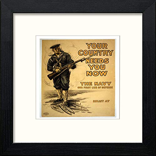 Vintage Poster Your Country Needs You Now in Black Wood frame, premium wall art print