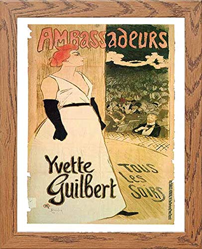 Vintage Poster Yvette Guilbert Tous Les Soirs in Wood frame, premium wall art print