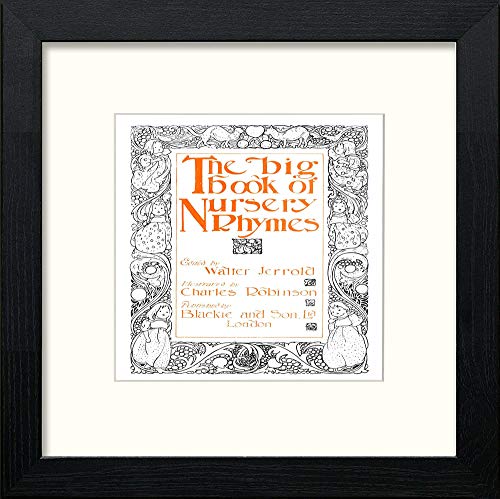 Vintage Poster Big Book Of Nursery Rhymes (1) in Black Wood frame, premium wall art print