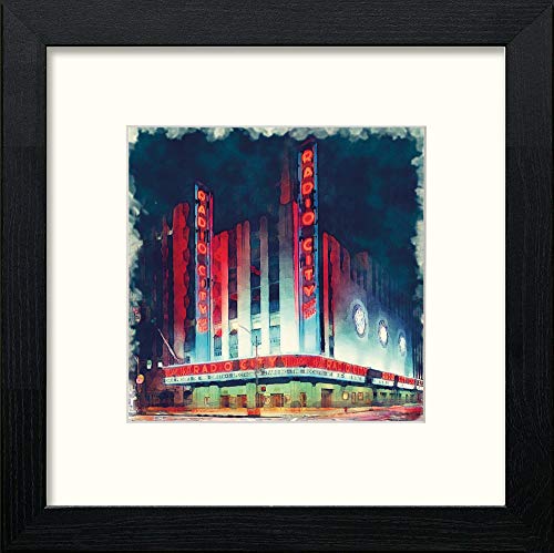 New York Radio City in Black Wood frame, premium wall art print