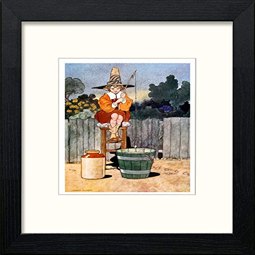 Vintage Poster Big Book Of Nursery Rhymes in Black Wood frame, premium wall art print