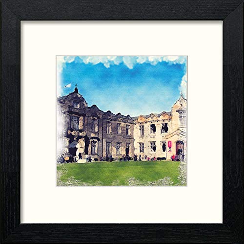 St Andrews University in Black Wood frame, premium wall art print