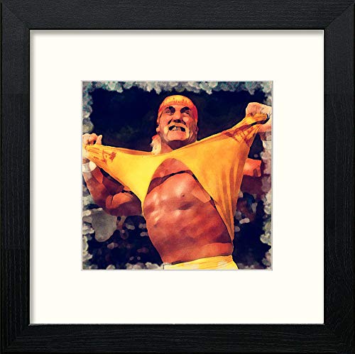 Hulk Hogan in Black Wood frame, premium wall art print