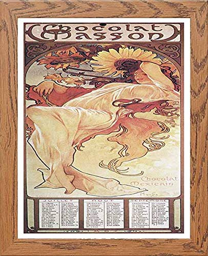 Vintage Poster Alphonse Mucha Chocolat Massonchocolat Mexicain Summer 1896 in Wood frame, premium wall art print