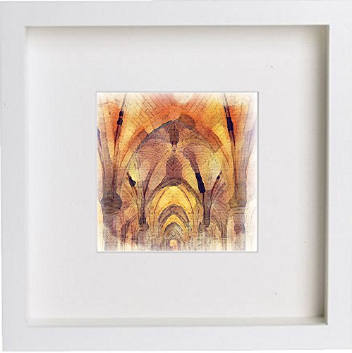 Glasgow University Cloisters Framed Art Artwork 0066 in White frame, premium wall art print