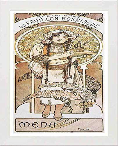 L Lumartos Vintage Poster Alphonse Mucha Menu Restaurant Du Pavillion Bosniaque 1900