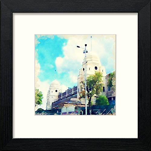 Old Wembley in Black Wood frame, premium wall art print