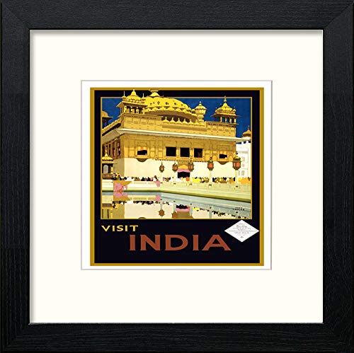 Vintage Poster India_delhi_house in Black Wood frame, premium wall art print