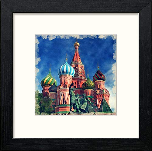 Ancient Russian Architecture in Black Wood frame, premium wall art print