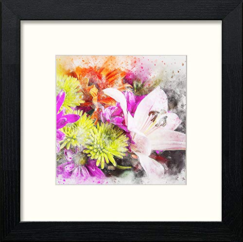 White Lilly in Black Wood frame, premium wall art print