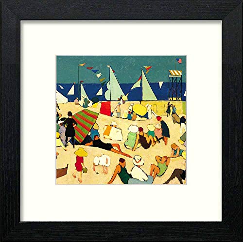 Vintage The Beach in Black Wood frame, premium wall art print