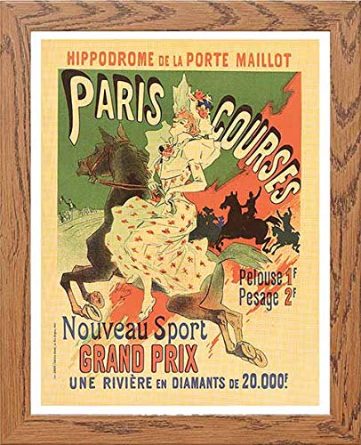 Vintage Poster Hippodrome De La Porte Maillot Paris Courses in Wood frame, premium wall art print