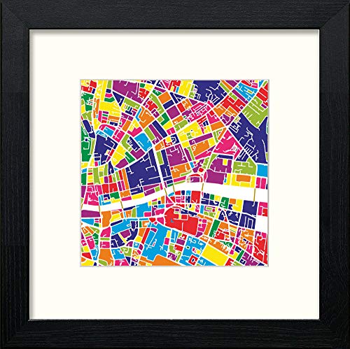 Dublin Map in Black Wood frame, premium wall art print