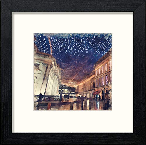Glasgow Exchange Square Lights in Black Wood frame, premium wall art print