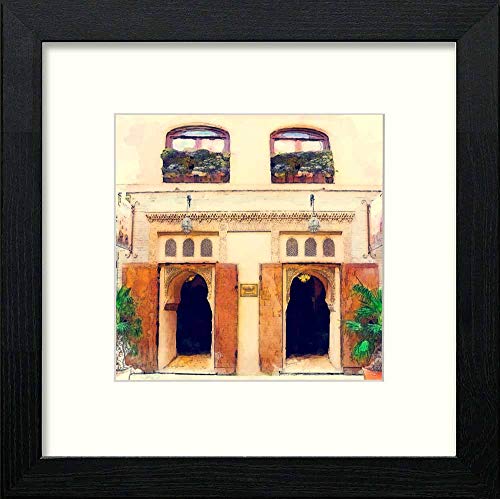 Vintage Hammam Malaga in Black Wood frame, premium wall art print