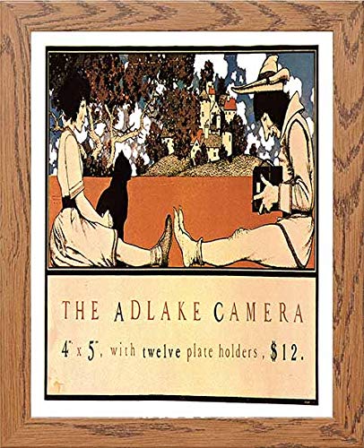 Vintage Poster The Adlake Camera in Wood frame, premium wall art print