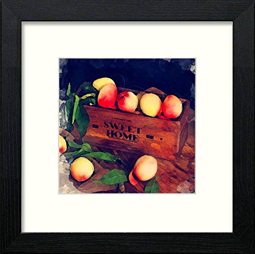 Vintage Sweet Peach in Black Wood frame, premium wall art print