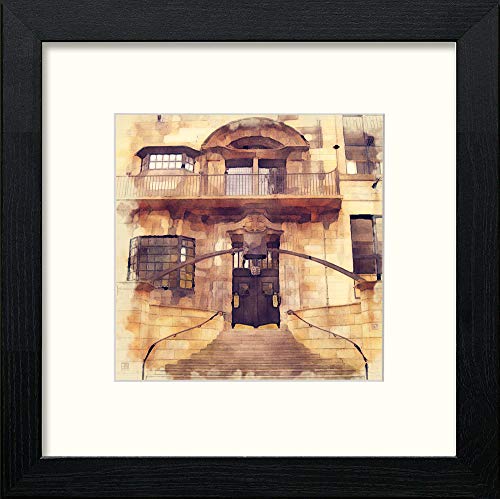 Glasgow School in Black Wood frame, premium wall art print