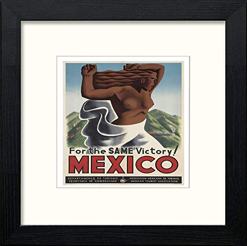 Vintage Poster For The Same Victory Mexico in Black Wood frame, premium wall art print