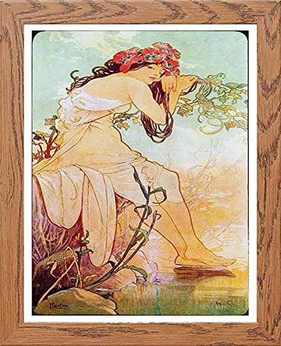 Vintage Poster Alphonse Mucha Etesummer 1896 in Wood frame, premium wall art print