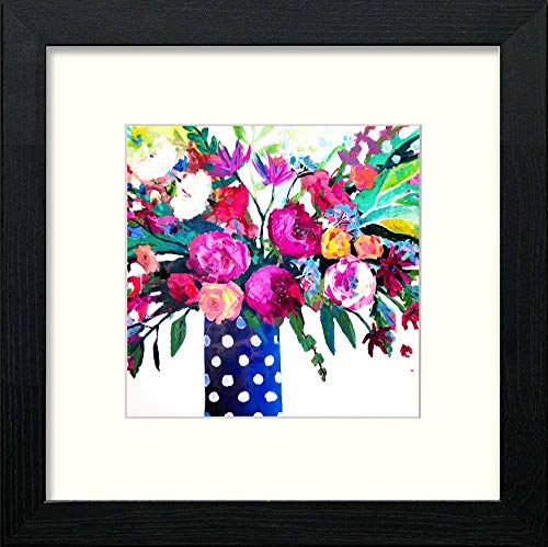 Vintage Flower Vase in Black Wood frame, premium wall art print