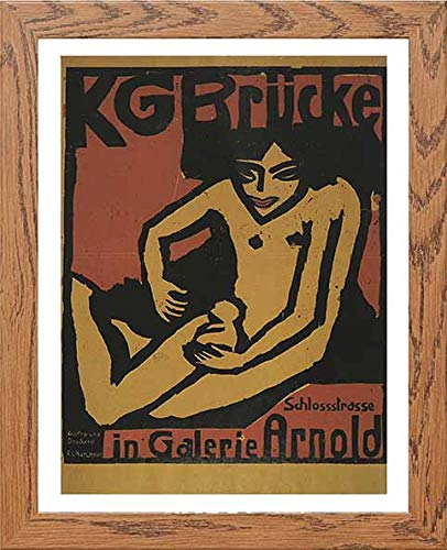 Vintage Poster Kg Brcke In Galerie Arnold Exhibition in Wood frame, premium wall art print