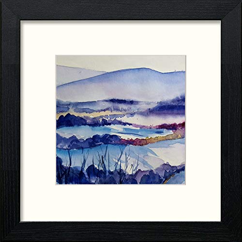Blue Landscape in Black Wood frame, premium wall art print
