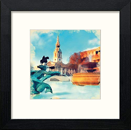 London Trafalgar Square in Black Wood frame, premium wall art print