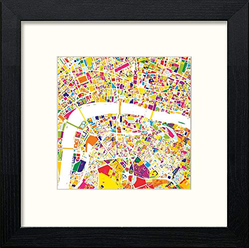 London Map in Black Wood frame, premium wall art print