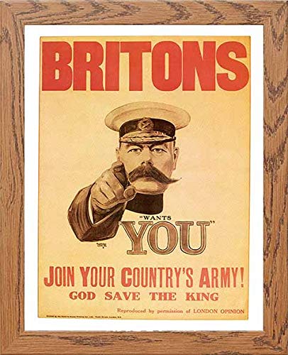 Vintage Poster Britons Join Your Countrys Army in Wood frame, premium wall art print