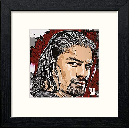 WWE Raw Roman Reigns in Black Wood frame, premium wall art print