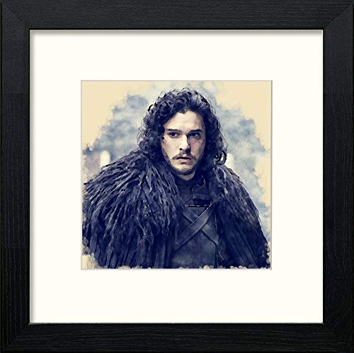 GOT Jon Snow in Black Wood frame, premium wall art print