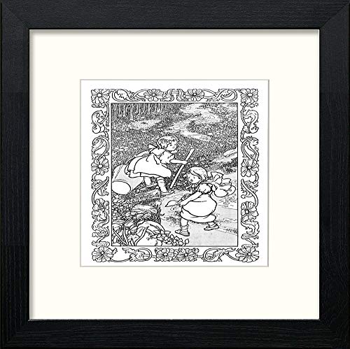 Vintage Poster Big Book Of Nursery Rhymes (45) in Black Wood frame, premium wall art print