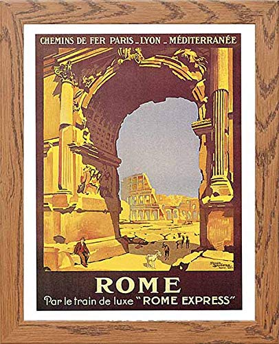 Vintage Poster Vintage Travel Poster Rome in Wood frame, premium wall art print