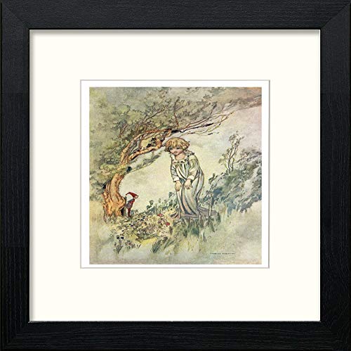 Vintage Poster Bridget's Fairies (3) in Black Wood frame, premium wall art print