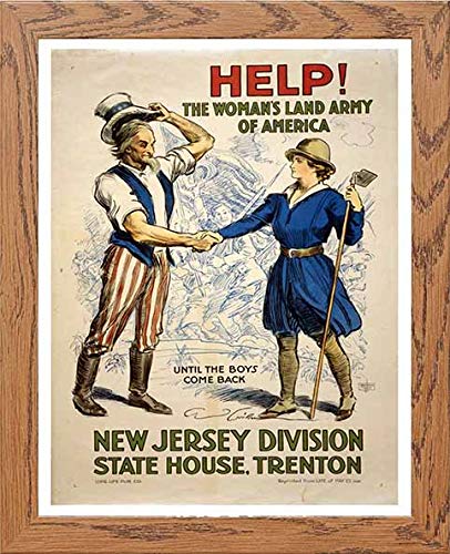 Vintage Poster Help! The Woman's Land Army Of America in Wood frame, premium wall art print