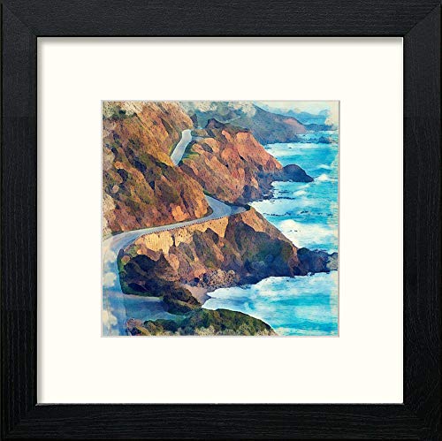 California Coastline in Black Wood frame, premium wall art print