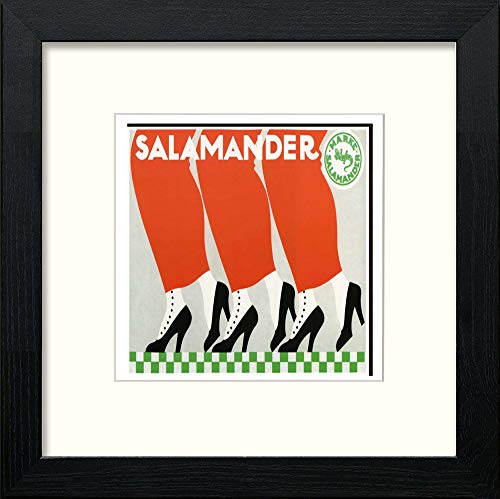 Vintage Poster Salamander Shoes in Black Wood frame, premium wall art print