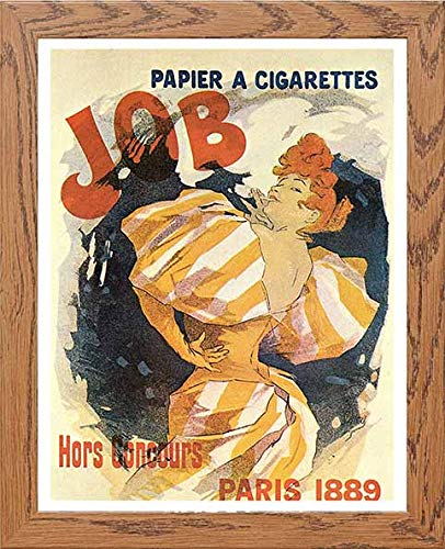 Vintage Poster Job Papier A Cigarettes in Wood frame, premium wall art print