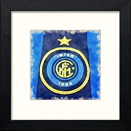 Inter Milan FC Badge in Black Wood frame, premium wall art print