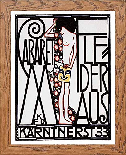 Vintage Poster Cabaret Fledermaus in Wood frame, premium wall art print