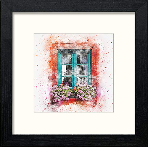 The Green Window in Black Wood frame, premium wall art print