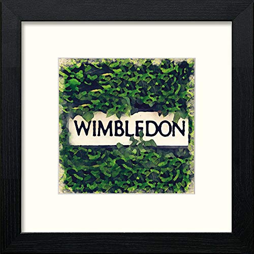 Tennis Wimbledon Street Sign in Black Wood frame, premium wall art print